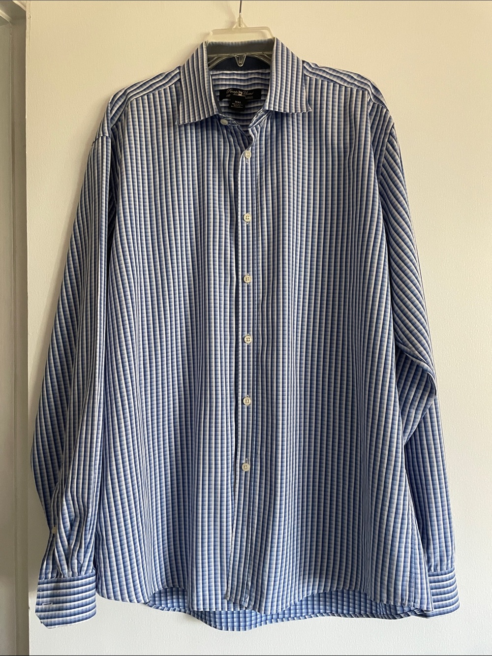 Pronto Uomo Blue and White Striped Men’s Dress Shirt.     XXL